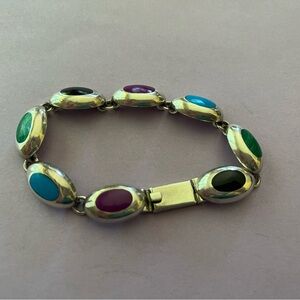 950 silver taxco mexico bracelet with colorful stones